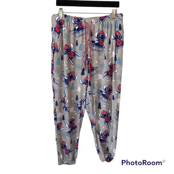 Disney Stitch Soft Fleece Pajama Pants Drawstring Pockets Women’s 12 Warm Cozy - Picture 1 of 11